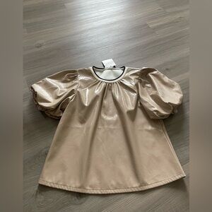 New THML  lana leather puff sleeve top small